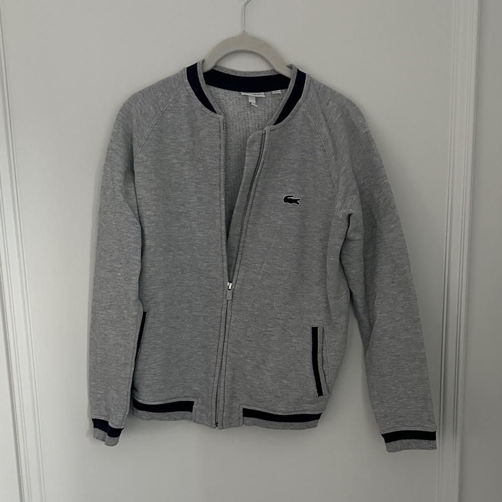 Lacoste Heather Gray Zip-Up Bomber